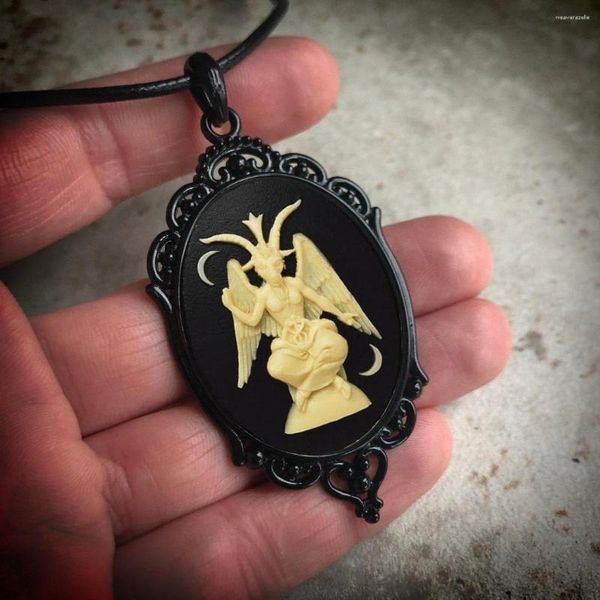 Pendentif Colliers Gothique Satan Chèvre Mendes Cameo Collier Femme Homme Mystérieux Païen Sorcière Bijoux Accessoires Cadeau Charme Chaîne De Corde