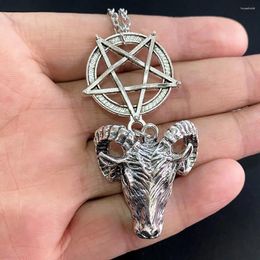 Hanger Kettingen Gotisch Verzilverd Cirkel Pentagram Stier Hoofd Ketting Bruiloft Feest Vakantie Cadeau Mannen En Vrouwen Dagelijkse Sieraden