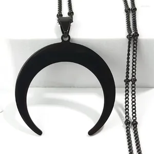 Pendentif Colliers Collier de lune gothique en acier inoxydable pour femmes couleur noire grand collier de bijoux sans collier Acero inoxydable Mujer N3107S03