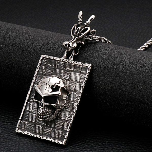 Collares con colgante de acero gótico para hombre, joyería de motorista, accesorios de esqueleto Punk para hombre, collar largo de 60CM para hombre y novio