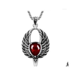 Pendentif Colliers Style Gothique Incrusté Grenat Opale Chandail Chaîne Collier Grand Oiseau Mode Pierre Naturelle Pendentifs Vente Drop Delivery J Dh7H1