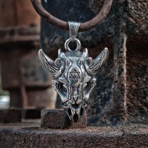 Collares pendientes Tantrismo gótico Estrella de David Símbolo Diablo Oveja Cráneo Punk Acero inoxidable Biker JewelryPendant