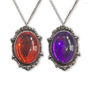 Hangende kettingen gotische vampier cameo ketting voor vrouwen man mysterieuze heksenjuwelen accessoires cadeau demon kristal paarse vintage choker