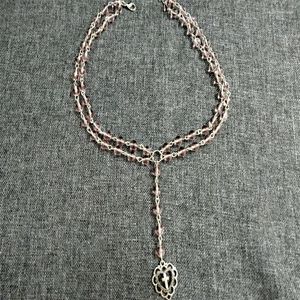 Hangende kettingen Gotische y2k handgemaakte roze roze kralen rozenkrans ketting hart kruis charme sieraden