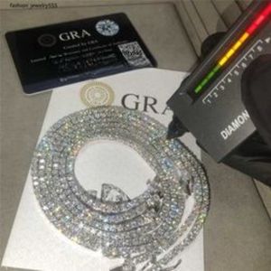 pendant necklaces GRA Hip Hop bijoux 2.0mm-6.5mm VVS Moissanite mossinate chaîne de tennis diamant 925 argent or glacé plaqué colliers
