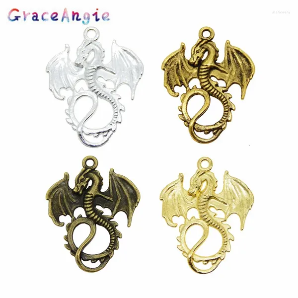 Pendentif Colliers GraceAngie 24pcs Mixte Style Vintage Dragon Bijoux Trouver Charme Collier Accessoires 30 27 2mm 37994