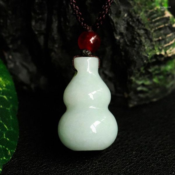 Anhänger Halsketten Grade A Burma Jade Kürbis Halskette Männer Frauen Edlen Schmuck Echte Myanmar Jadeit Charms Glück Amulette