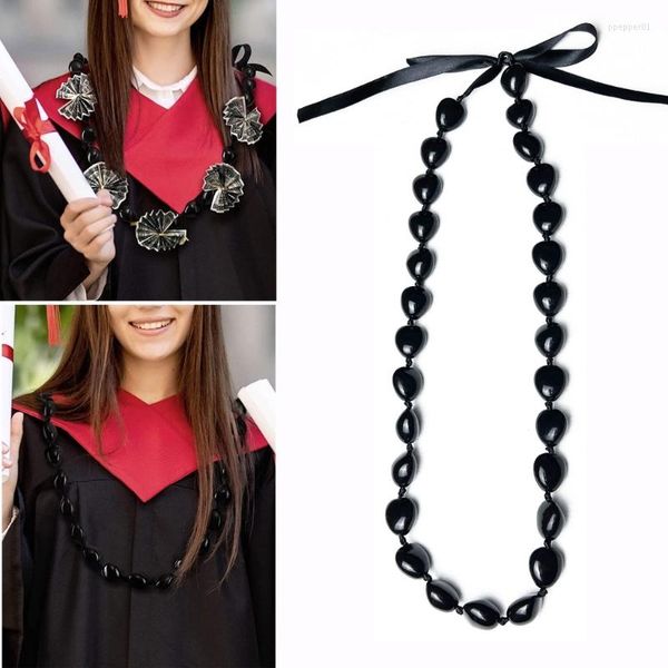 Pendentif Colliers Graduation Leis Collier Fait Main Perles Noires Cadeau Pour Hommes Femmes