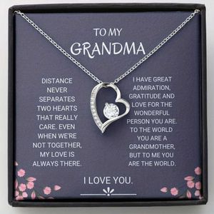 Hangende kettingen grootmoeder cadeau grootmoeder cadeau -informatie kaart sieraden kubieke zirkonia decoratieve hartvormige hangende ketting s2452206