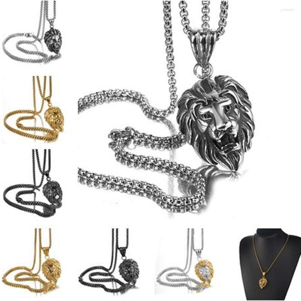 Collares colgantes Granny chic de color dorado collar rock rock estilo punk hombres/mujeres joyas vintage lion lion acero inoxidable colgantes