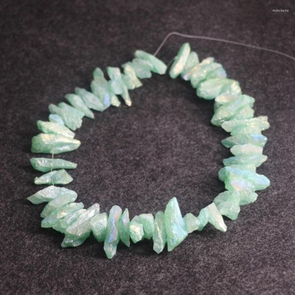 Collares colgantes Green AB Crystal Point Diy Mujeres Gema de piedra Beads Reiki Healing Chakra Joyas perforadas