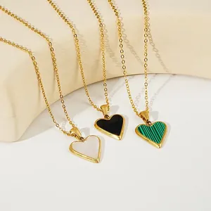 Colliers pendants Collier délicat noir vert Gold Chain de couleur couloir pour acier inoxydable Lady Bijoux de mode