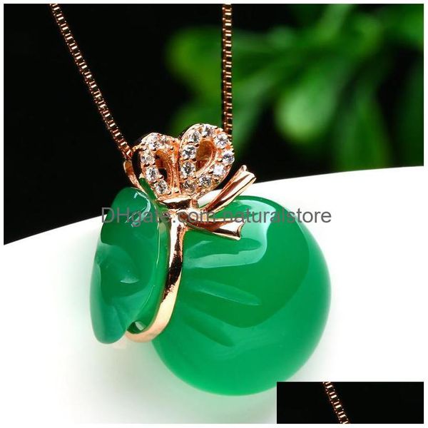 Collares pendientes Calcedonia verde Bolsa de dinero para mujer Jade Pendant925Sier Moda Lucky Live Broadcastpendant Drop Delivery Jewelry Pen Dhsjg