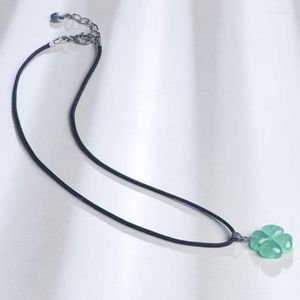 Pendentif Colliers Vert Dongling Jade Lucky Clover Cristal Collier Cadeau De Vacances