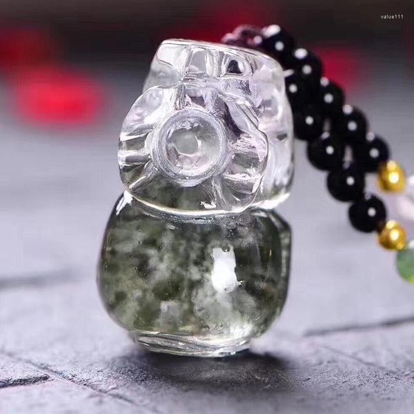 Collares colgantes Fantasma verde Colgantes de cristal natural Fina tallada a mano Pixiu Suéter Collar de cadena Afortunado para mujeres Hombres Joyería del encanto