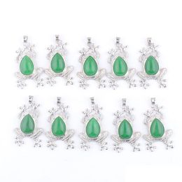 Collares pendientes Jade verde Colgantes de piedras preciosas naturales Diseño animal lindo Forma de rana Charm Fit Collares Wate Drop Stone Be Newdhbest Dhmv1