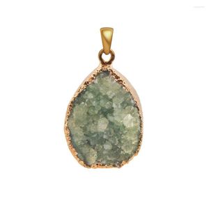 Hanger kettingen groen ovaal kristal edelsteen gouden rand diy mode dames sieraden steen sp264