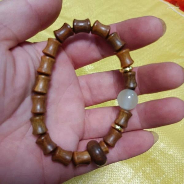 Collares colgantes Sándalo verde Blackwood Bambú Piedra luminosa con pulsera de anillo flexible