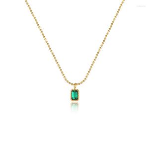Pendentif Colliers Collier de pierre verte pour femmes filles Vintage carré émeraude Zircon couleur or bijoux en acier inoxydable en gros (GN368)