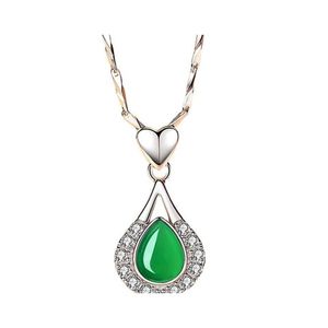 Hanger kettingen groen water druppel ketting dames sexy sleutelbeen mode sieraden vrienden cadeau feest chrysoprase levering hangers dh2e8