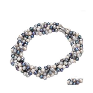 Pendentif Colliers Guaiguai Bijoux 20 4 brins 910mm Blanc Noir Collier de perles rondes Drop Livraison Pendentifs Dhedh