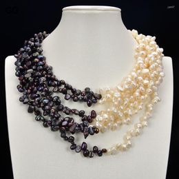 Collares pendientes GuaiGuai Jewelry 7 Strands 18'' Top-drilled White Black Pearl Necklace