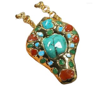 Hanger kettingen guaiguai sieraden blauwe turquoises rood groen jades 24k goud vergulde ketting ketting handgemaakt voor dame eenvoudige geschenken