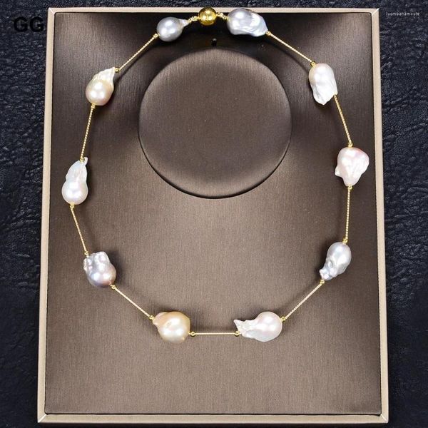 Pendentif Colliers GuaiGuai Bijoux Naturel Blanc Rose Gris Keshi Baroque Perle Collier Collier Classique Pour Femmes