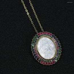 Pendentif Colliers GuaiGuai Bijoux Coquille Blanche Perle Camée Coloré CZ Micro Pave Collier Ovale Femmes Filles Simple Cadeaux De Mode