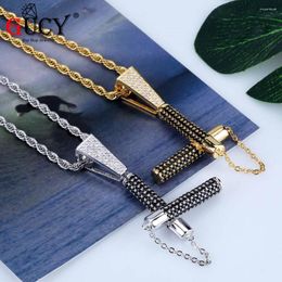 Hanger kettingen gucy hiphop nunchaku ketting micro pave zwarte kubieke zirkoon stenen persoonlijkheid voor mannen