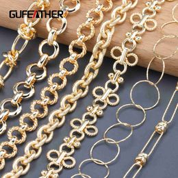 Colliers de pendentif Gufeather C170Diy ChainPass Reachnickel Free18K Gold PladedCopper MetalCharmsdiy Bracelet CollierJewelry Making1m / Lot 240419