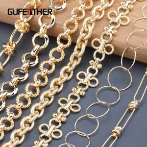 Colliers de pendentif Gufeather C170Diy ChainPass Reachnickel Free18K Gold PladedCopper MetalCharmsdiy Bracelet CollierJewelry Making1m / Lot 240419