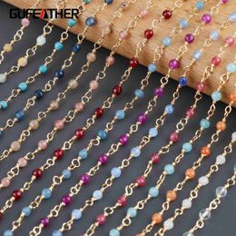 Colliers de pendentif Gufeather C188diy Chainpass Pass Reachnickel Free18K Gold PlatedCoppernatural Stonediy Bracelet CollierJewelry Making1m / Lot 240419