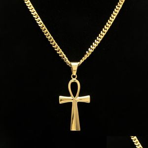 Hanger kettingen Gyptian Ankh Key Charm Hip Hop Cross Gold Sier PLATED VOOR MEN TOP KWALITEIT Modefeest Jewellry cadeau drop leveren Dhit1