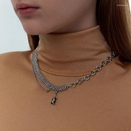 Hanger kettingen h 2022 Eenvoudige zilveren kleur sieraden zirkon ketting voor vrouwen vrouwelijke dame luxe creatieve ontwerper trendy feestgeschenken