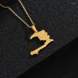 Collares pendientes Mapa del país de Haití con el nombre del estado Mujeres Lass Color dorado Fiesta étnica Compromiso Joyería de acero inoxidable Colgante Sidn22