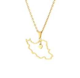 Colliers pendents Collier cartographie du cœur Irak Pendants pour femmes filles Gold Color Ayiti Bijoux Cadeaux