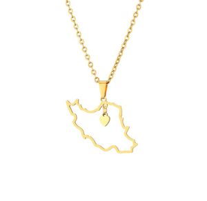Colliers pendents Collier cartographie du cœur Irak Pendants pour femmes filles Gold Color Ayiti Bijoux Cadeaux