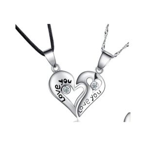 Hanger kettingen half liefde hart ketting set voor vrouwen vrouwelijke sieraden trendy valentijnsdag geschenken 2 stks/set paren drop levering pe dhgbe