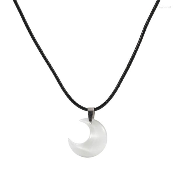 Collares colgantes Media luna para mujeres Tigres Ojo Ópalos Collar Piedra natural Cadena de clavícula Creciente Gargantilla