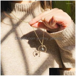 Pendentif Colliers Demi-Lune Lava Pierre Diffuseur D'huile Essentielle Collier 8mm Aroma Pull Drop Livraison Dhkzf