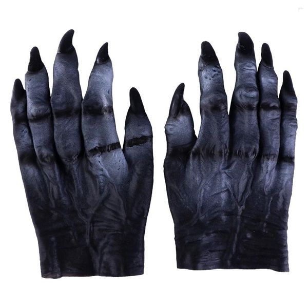 Collares colgantes Halloween Ghost Claw Guantes Disfraz Trajes negros Fiesta Rendimiento Cosplay Accesorios Vinilo Prom