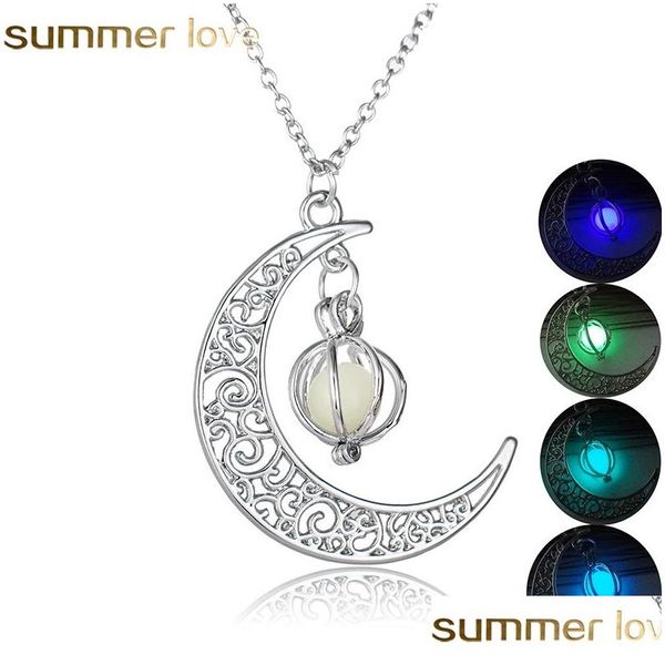 Pendentif Colliers Halloween Cadeau Lumineux Lune Collier Citrouille Lueur Dans Le Noir Vente En Gros Bijoux Pour Femmes Drop Delivery Pe Dh94I