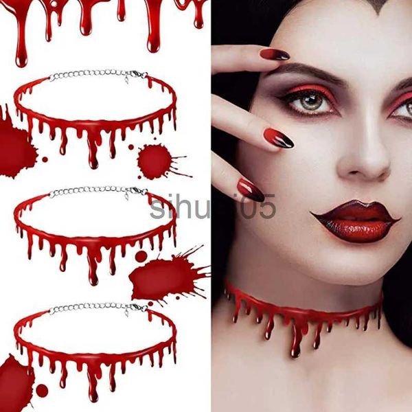 Collares colgantes Gargantilla de goteo de sangre gótica de Halloween para mujeres Niñas Goma Punk Charms Collar Joyería Estilo años 90 Joyería de cosplay Amigos Regalos x1009