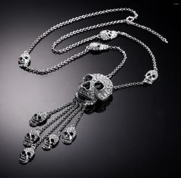 Collar colgante Collar Halloween Calavera Skeleton Tassel Cristal Cadena de diario Dílimo Enlace Men Mujeres Accesorios de joyería Goth H9764886