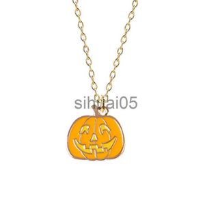 Pendentif colliers Halloween citrouille pendentif collier pour femmes Vintage Orange citrouille visage tour de cou femme mode fête bijoux accessoires cadeau x1009