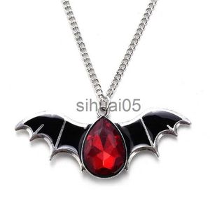 Colliers pendentif Halloween Vampire chauve-souris araignée pendentif colliers Vintage cristal écarlate miroir tour de cou pour femmes gothique Hip Hop Y2k bijoux cadeau x1009