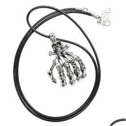 Pendentif Colliers Main Os Squelette Hommes Collier Chandail Chaîne Mode Vêtements Accessoire Livraison Directe Bijoux Pendentifs DH3Y2