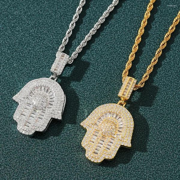 Colliers pendants Eye à la main Iced Out Bling Collier Mirco Pave Prong Setting Men Femme Femelle Fashion Hip Hop Bijoux BP161