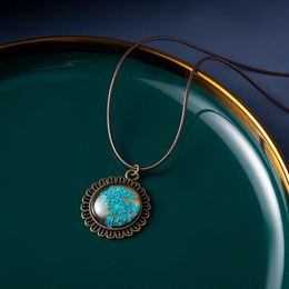 Pendentif Colliers Peint À La Main Fleur Bleue Fleurs Immortelles Temps Gem Collier Longue Bande Femmes 2022 Bijoux CX-126Pendant